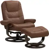 Lane Swivel Pedestal Recliner with Ottoman in Jeff Buckskin Brown Top-Grain Leather